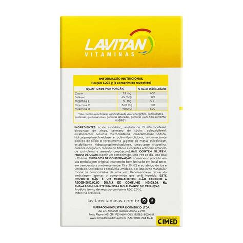 Comprar Suplemento Alimentar Lavitan Vitaminas C D Z S E