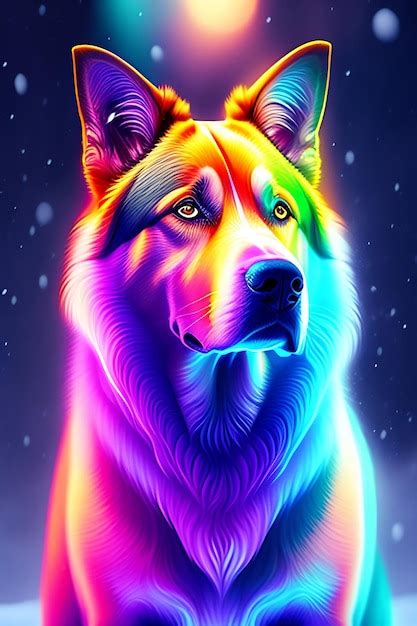 Perro Del Arco Iris Arte De La Pared Arte Digital Perro Del Arco Iris