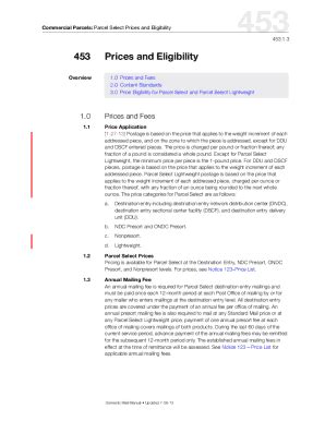 Fillable Online Pe Usps DMM 453 Parcel Select Prices And Eligibility