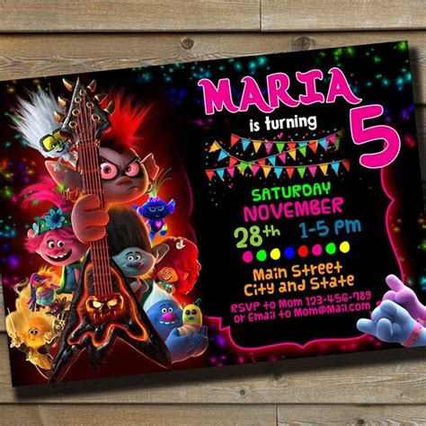 Trolls World Tour Birthday Invitation Etsy