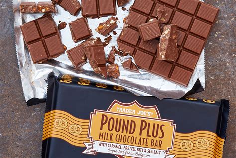 Trader Joes Pound Plus Milk Chocolate Bar With Caramel Pretzel Bits And Sea Salt Rev Discuss