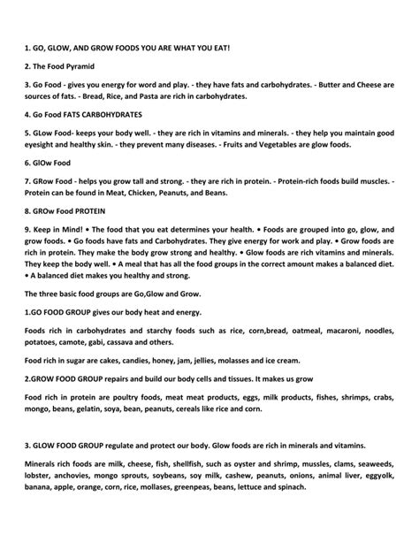 glow grow foods nutrition guide