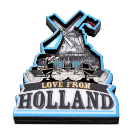 Koelkastmagneten Magneet Molen Love From Holland Turquoise