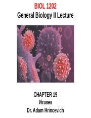 BIOL1202 CH 19 Pptx BIOL 1202 General Biology II Lecture CH 19