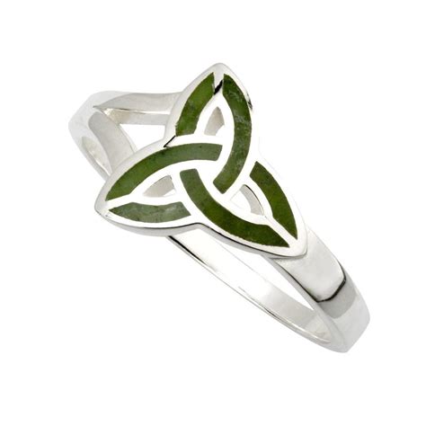 Silver Connemara Marble Trinity Ring Claddaghrings