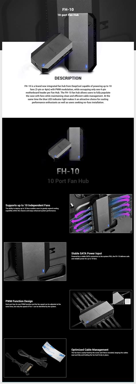 Deepcool DC-FH-10 FH-10 10-Port PWM Fan Hub | Chaos Computers