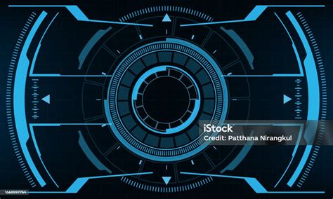 Tampilan Layar Antarmuka Scifi Hud Desain Geometris Biru Realitas