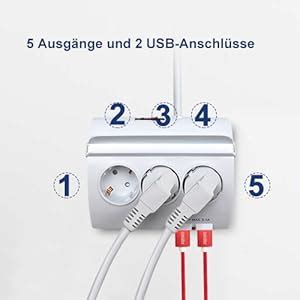 EXTRASTAR 5 Fach Steckdosenleiste Mit 2 USB Ladeports