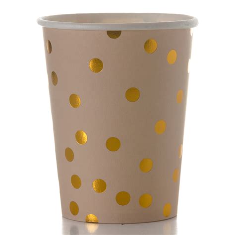 Vaso De Papel Color Con Lunares Dorados Cadenaci