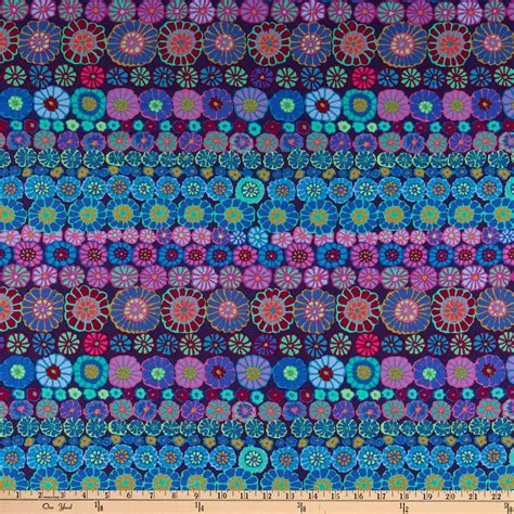 Kaffe Fassett Collective Row Flowers Blue Fabric By The Yard Arts Crafts And Sewing