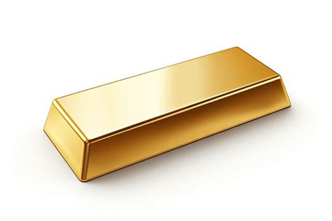 Золотой слиток на белом фоне | Премиум Фото