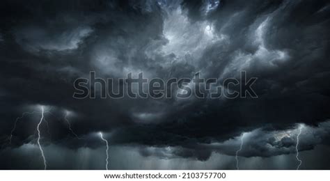 Thunderous Dark Sky Black Clouds Flashing Stock Photo 2103757700 | Shutterstock