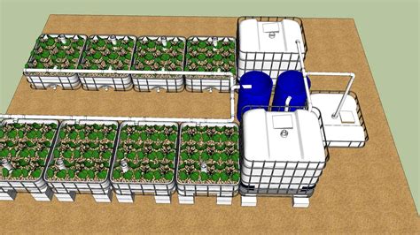 7 IBC Tote Aquaponic System 3d Model