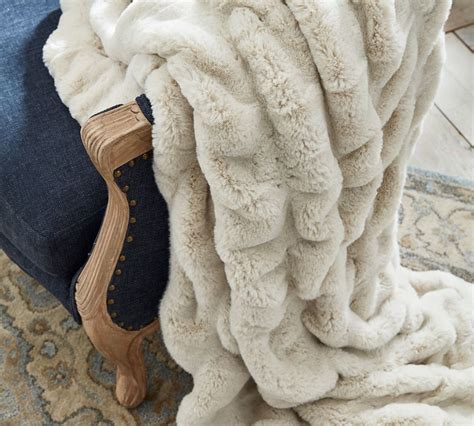 Faux Fur Ruched Throw Blankets Pottery Barn