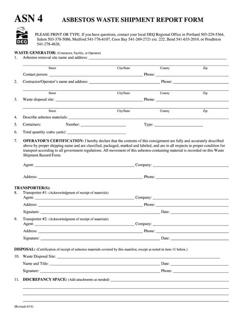 Asbestos Form Fill Online Printable Fillable Blank PdfFiller