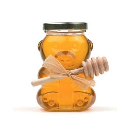 Customize Unique Bear Shape 250ml 8oz Glass Fancy Honey Jar With Gold