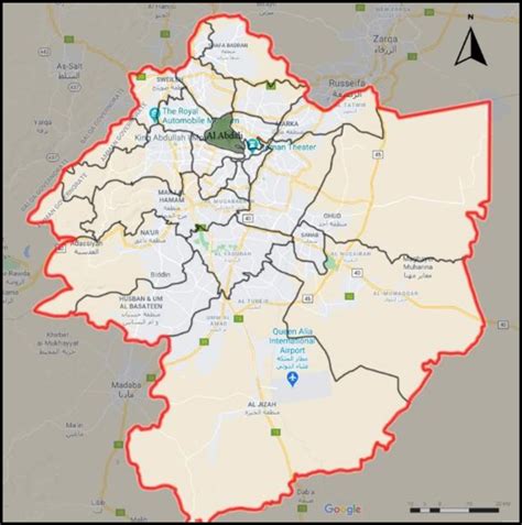 Map of Amman City Showing the Different Regions. Source: Greater Amman ...