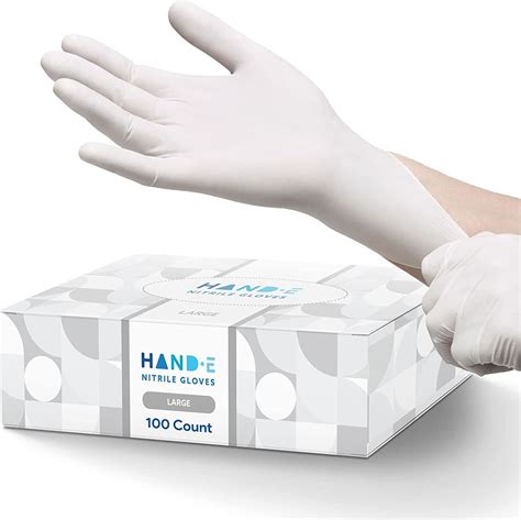 White Nitrile Disposable Gloves Hand E Touch