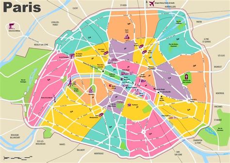 Paris Arrondissements Map With Attractions