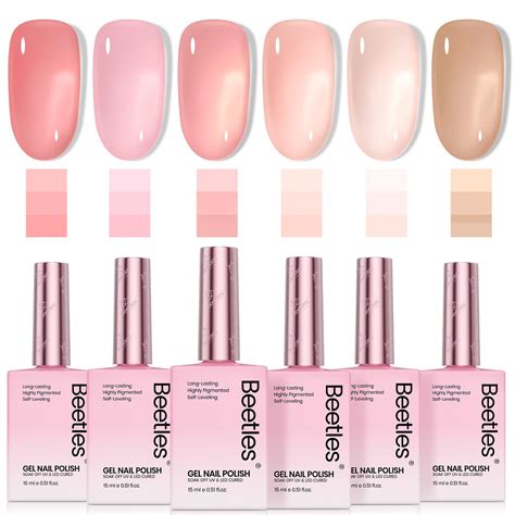 Amazon Beetles Nude Pink Gel Nail Polish SetLight Pink Jelly 6 Color Gel Nail Polish High