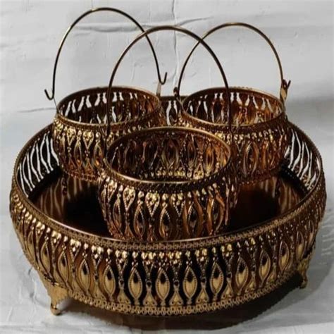 Brown Iron Round Pooja Basket For Household Size 7 Inch D At Rs