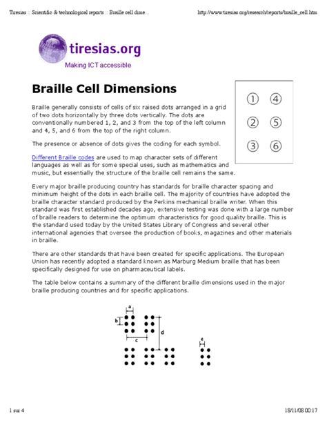 Braille cell dimensions | PDF