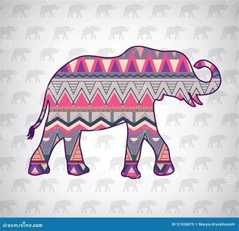 Vector Elephant Silhouette with Abstract Pattern Stock Vector - Illustration of drawn, indian ...