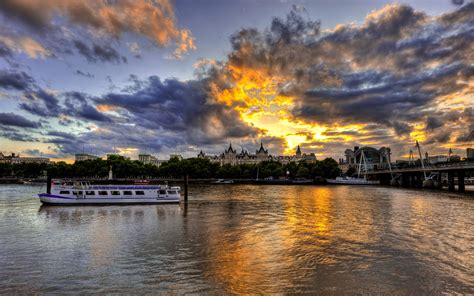 Fondos De Pantalla Londres Barco Puesta De Sol Mar Ciudad