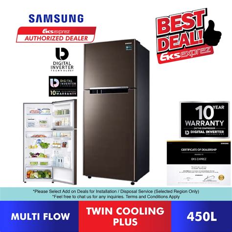 Samsung 2 Door Inverter Fridge 450L RT35K5062DX ME Top Mount Freezer