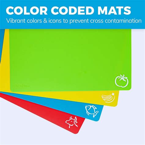 Extra Thick Flexible Plastic Cutting Board Mats With Food Icons Ez