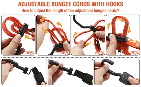 Bungee Cords With Hooks Heavy Duty Flat Adjustable Bungee Cords