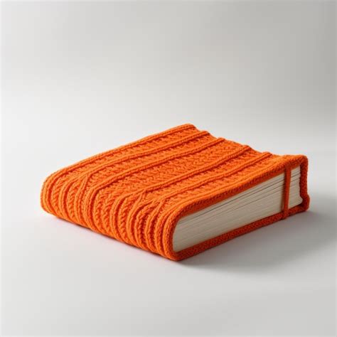 Premium Photo Hyperrealistic Knitted Book Cover In Orange And White