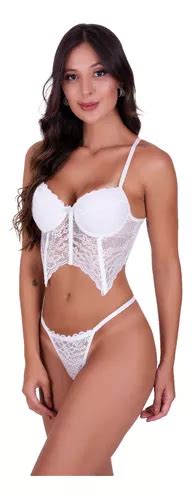 Kit Conjunto De Lingerie Sutiã Corpete Calcinha Fio Parcelamento sem juros