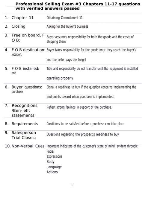 Professional Selling Exam #3 Chapters 11-17 questions with verified