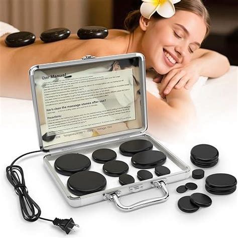 Hot Stones Massage Set 12 Pcs Basalt Hot Stones With Heater Kit For SPA Portable Bianstone