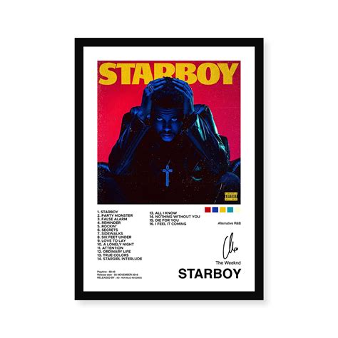 The Weeknd Starboy Album Cover A4 Wall Poster Stickerly