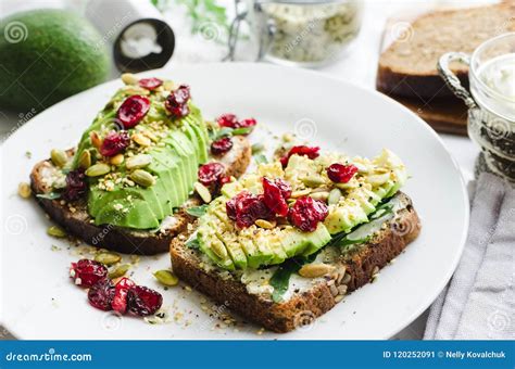 Healthy Avocado Toasts Stock Image Image Of Background 120252091