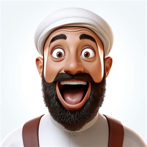 Premium Photo 3d Arabic Man Cartoon Surprised Face