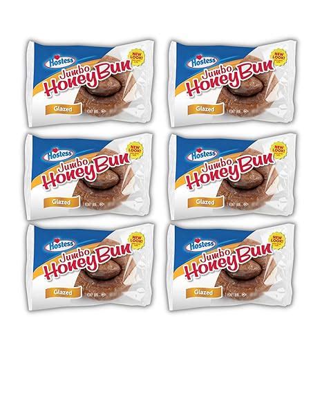 Amazon Hostess Jumbo Honey Bun Snack Cakes 4 Oz Pack Of 6 Jumbo