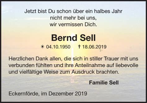 Traueranzeigen Von Bernd Sell Sh Z Trauer