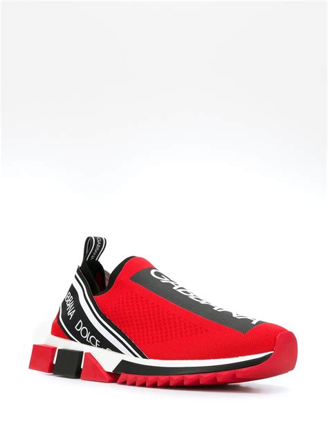 Dolce And Gabbana Sorrento Logo Print Sneakers Red Farfetch