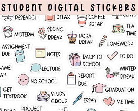 Student Goodnotes Stickers School Digital Stickers Study Etsy UK