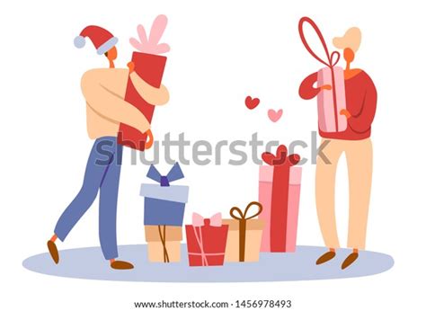 Flat Cartoon Men Gay Couple Sharing Stock Vector Royalty Free