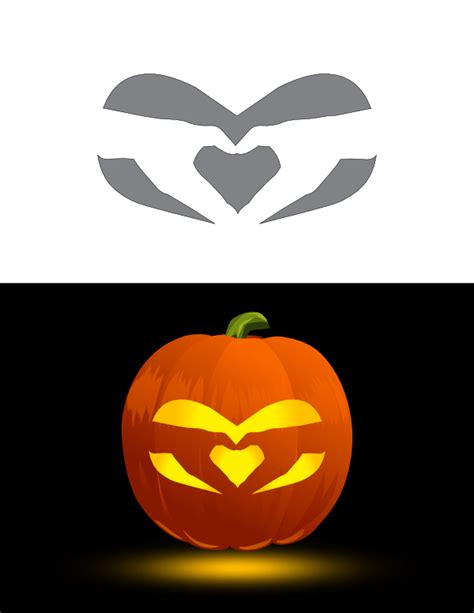 Printable Heart Hand Pumpkin Stencil