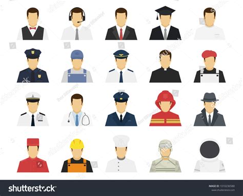 Professions Set Avatar Icons Male Female เวกเตอร์สต็อก ปลอดค่าลิขสิทธิ์ 1010236588 Shutterstock