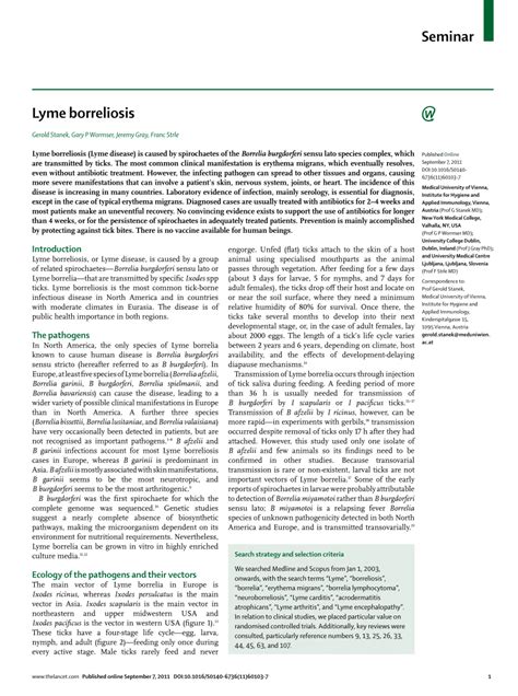 Pdf Lyme Borreliosis