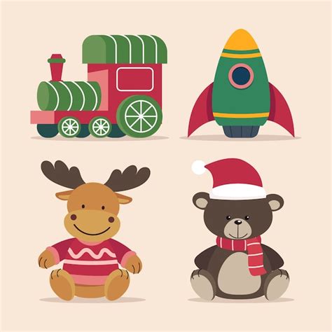 Free Vector Hand Drawn Flat Christmas Toys Collection