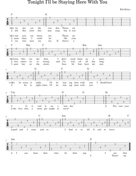 Tonight Ill Be Staying Here With You Sheet Music For Guitar Solo