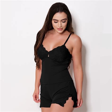 Baby Doll Microfibra Gabi Lingerie Sem Bojo Renda Short Doll Elegante Pijama Sensual Lingerie