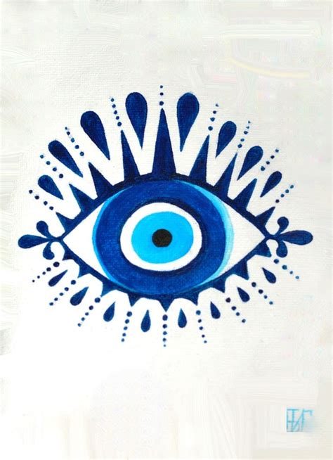 Evil Eye Painting Blue Eye Original Painting Turkish Wall Art Etsy